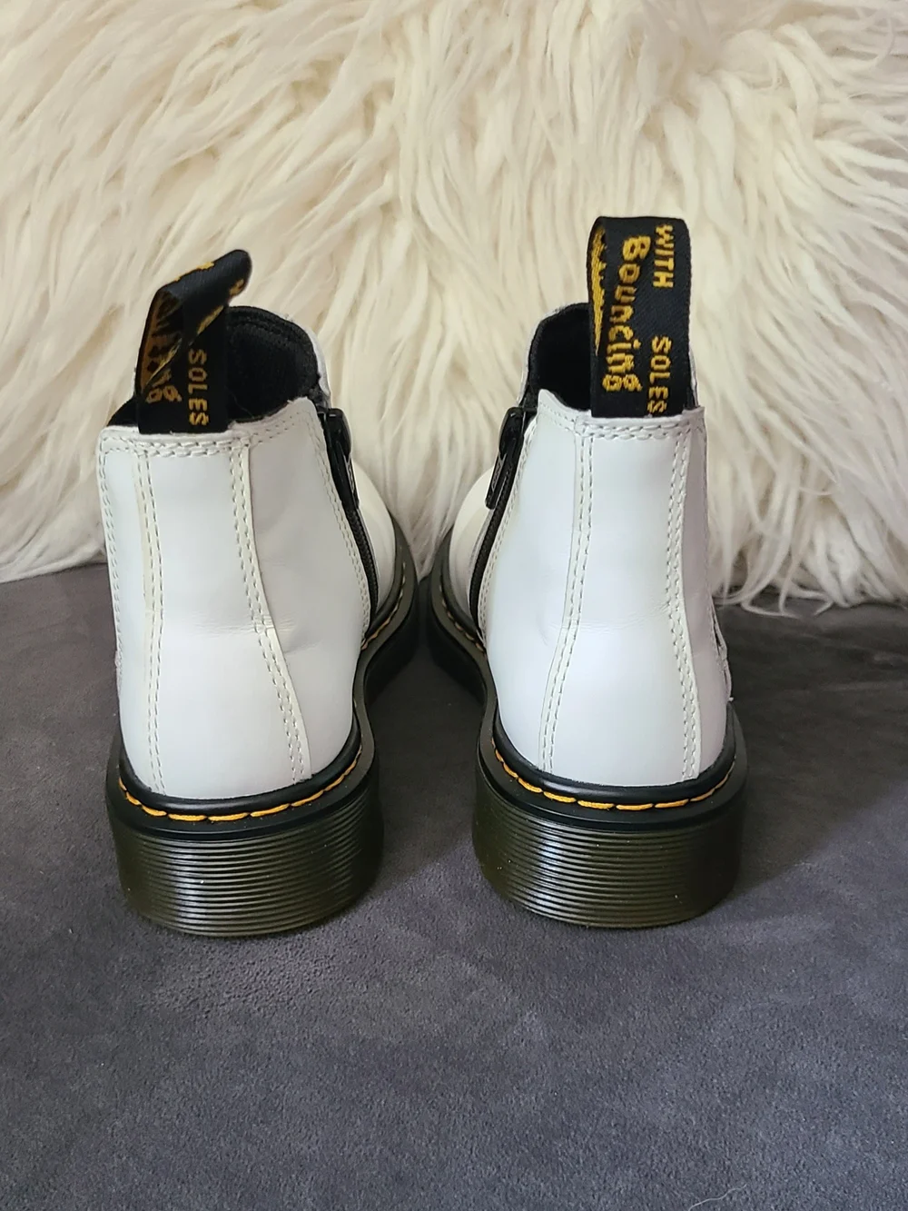 Dr. Martens White Leather Kids Chelsea Boots 